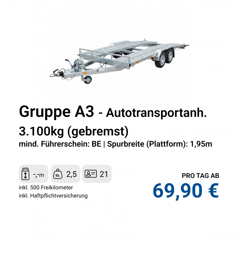 Sicherer Anhänger für den Transport von PKWs (Autotransporter).